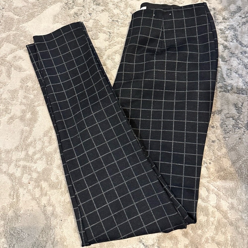 Calvin Klein  Womens Pull-On Stretch Pants Black/Gray Plaid Slim Fit Size 4